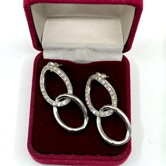 Jewelry - Vintage Sterling Silver Dangle Earrings with Brilliant Sparkle